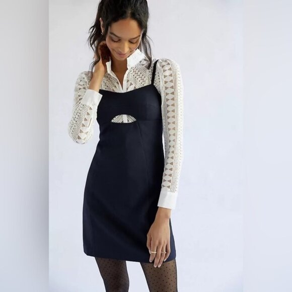 Anthropologie Mare Mare Cut Out Shift Mini Dress Navy Blue Size 1X - Picture 1 of 14